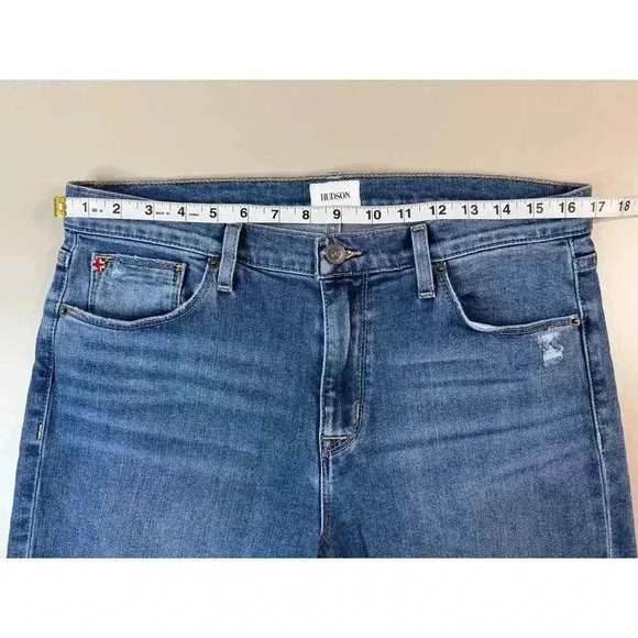 Hudson Women’s Natalie Midrise Slim Boyfriend Jean Sz 30 Medium Wash Cuffed Crop - Picture 10 of 14
